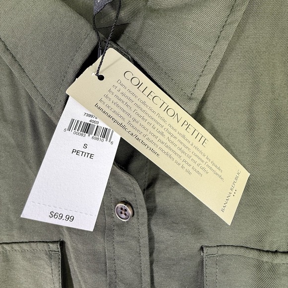 Banana Republic Women's Olive Green Long Sleeve Button Up Utility Shirt NWT Sz S - Picture 6 of 11